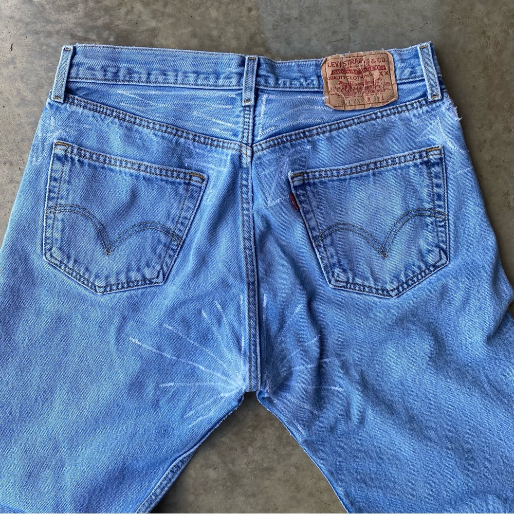 Levi’s Vintage 501xx button fly y2k repaired patchwork denim jeans 31x31 red tab